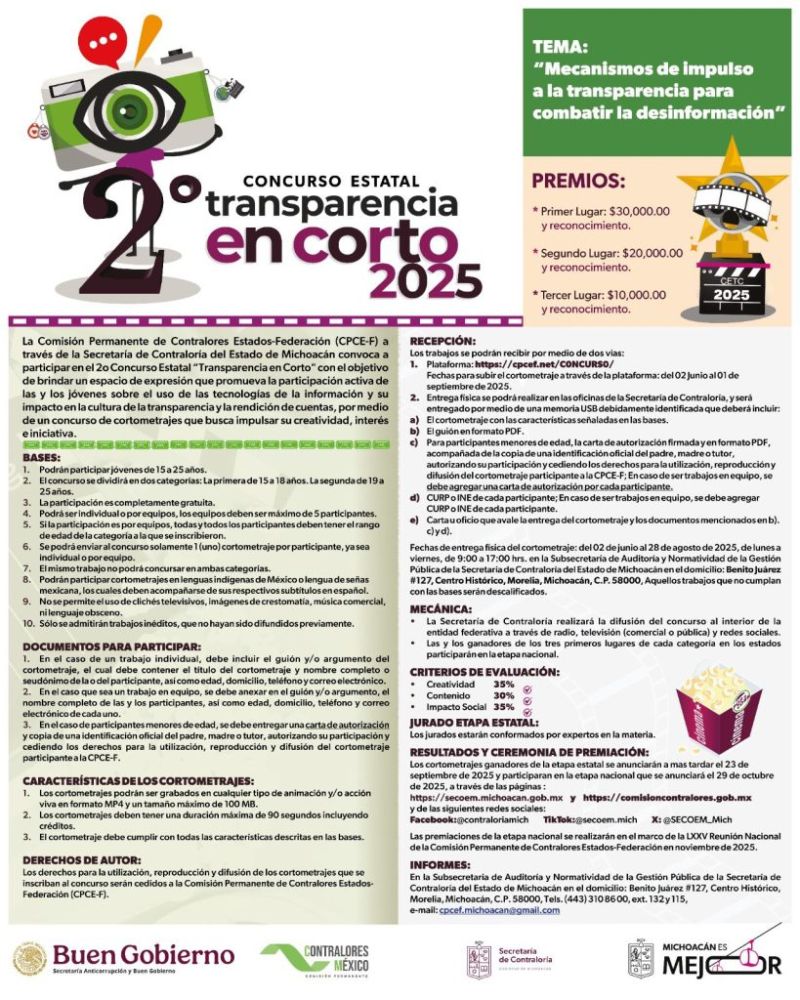 CONCURSO ESTATAL DE TRANSPARENCIA EN CORTO