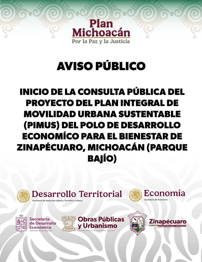INICIO DE LA CONSULTA PÚBLICA DEL PROYECTO DEL PLAN INTEGRAL DE MOVILIDAD URBANA SUSTENTABLE (PIMUS)
